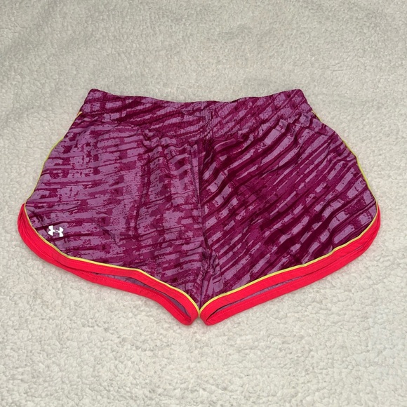 Under Armour Women's Purple and Orange Shorts - Picture 1 of 3